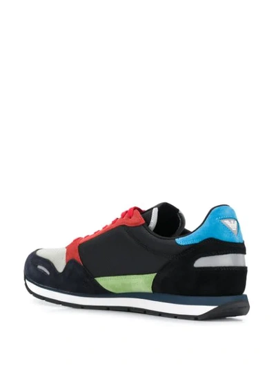 Shop Emporio Armani Colour Block Low-top Sneakers In Black