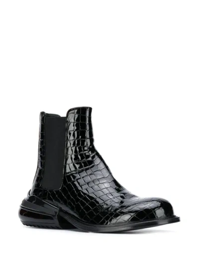 Shop Maison Margiela Crocodile-effect Leather Boots In Black