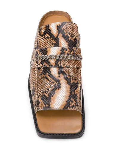 Shop Martine Rose Snakeskin-effect Sandals In Neutrals