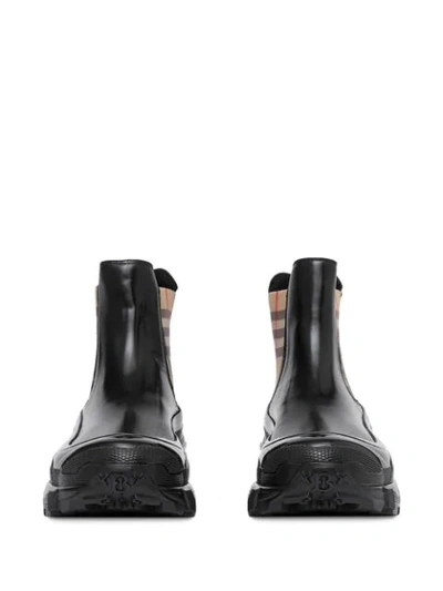 Shop Burberry Vintage Check Coated Chelsea Boots In Black
