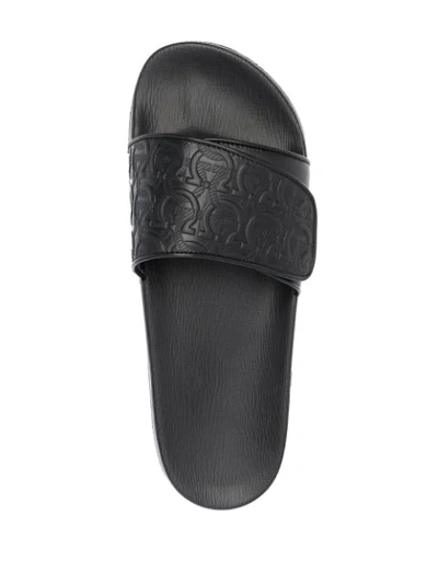 Shop Ferragamo Touch-strap Gancini Slides In Black