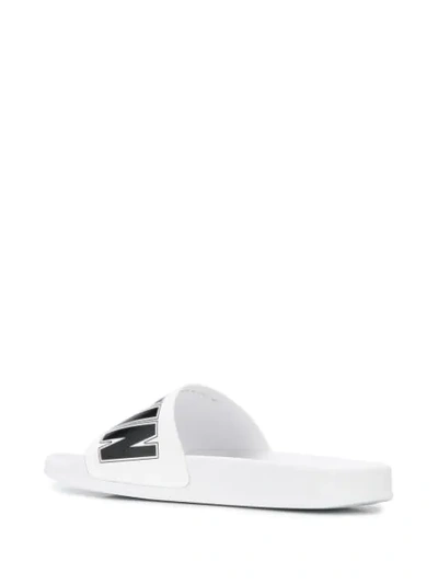 Shop Philipp Plein Logo-print Flat Slides In White