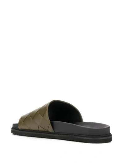 Shop Bottega Veneta Intrecciato Weave Slides In Green