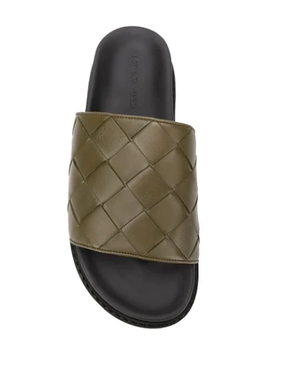 Shop Bottega Veneta Intrecciato Weave Slides In Green