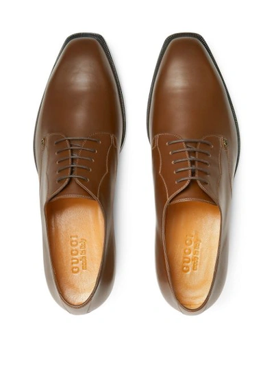 Shop Gucci Leather Lace-up Shoes In Brown