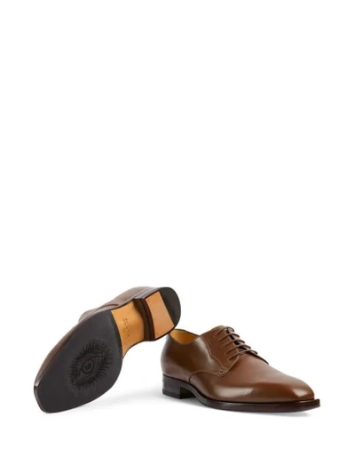 Shop Gucci Leather Lace-up Shoes In Brown