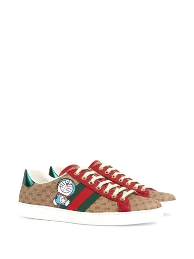 Shop Gucci X Doraemon Ace Sneakers In Brown