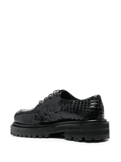 Shop Just Cavalli Crocodile-effect Derby Shoes In Black