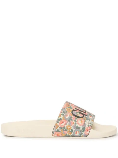 Shop Gucci X Liberty Slides In White