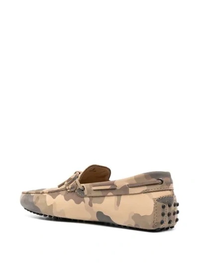 Shop Tod's Camouflage-print City Gommino Loafers In Neutrals