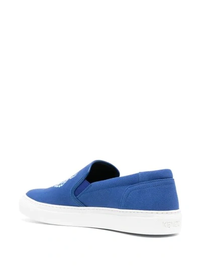 Shop Kenzo Embroidered-logo Slip-on Sneakers In Blue