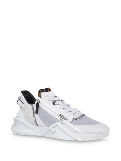 Shop Fendi Zip Running Style Sneakers In White