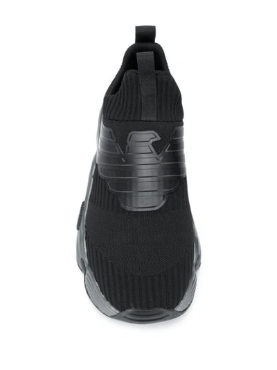 Shop Emporio Armani Eagle Logo Low-top Sneakers In Black