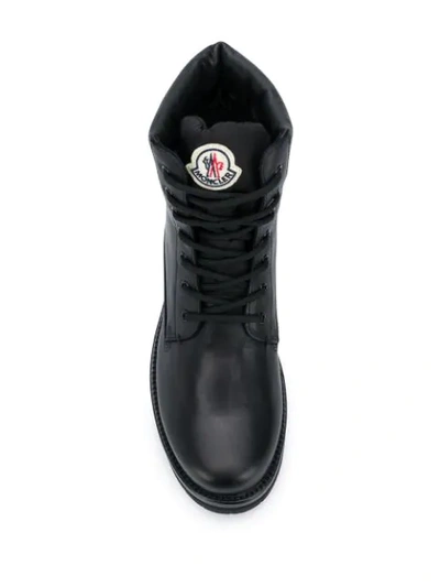 Shop Moncler Logo Lace-up Boots In Black