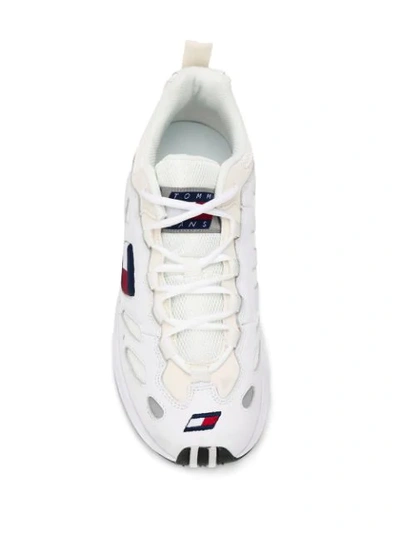 Shop Tommy Jeans Leather Lace-up Sneakers In White