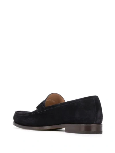 Shop Ferragamo Gancini Logo Loafers In Blue