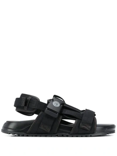 Shop Versace Logo-strap Sandals In Black