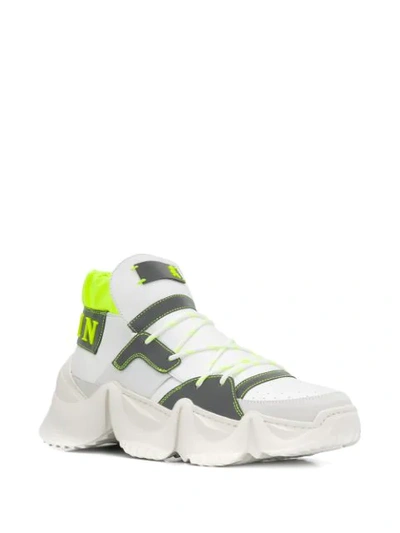 Shop Philipp Plein High-top Colour Block Sneakers In White