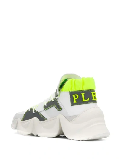 Shop Philipp Plein High-top Colour Block Sneakers In White