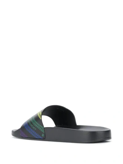 Shop Givenchy Logo Print Leather Slides In Black