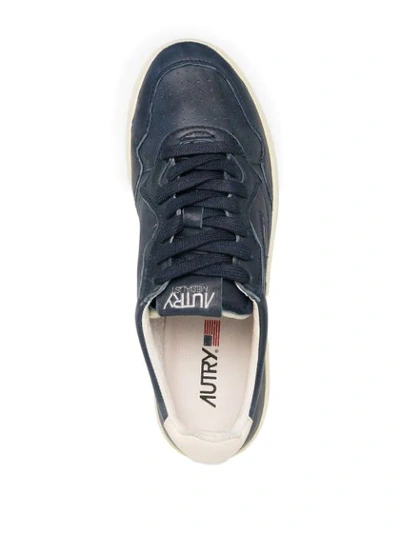 Shop Autry Logo Patch Lace-up Sneakers In Blue