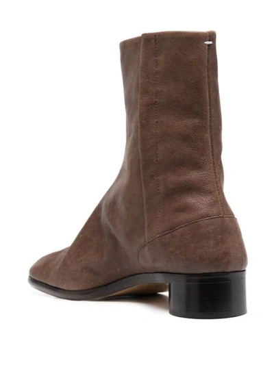 Shop Maison Margiela Tabi Toe Ankle Boots In Brown