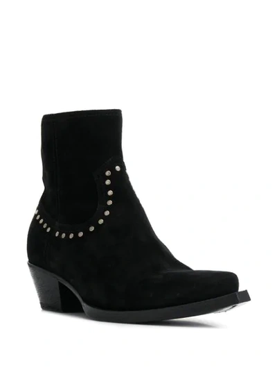 Shop Saint Laurent Lukas Stud Detail Ankle Boots In Black