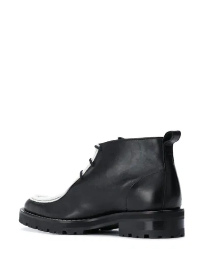 Shop Ami Alexandre Mattiussi Contrast Panel Lace-up Ankle Boots In Black