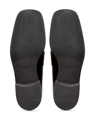 Shop Prada Square-toe Brushed Loafers In Black