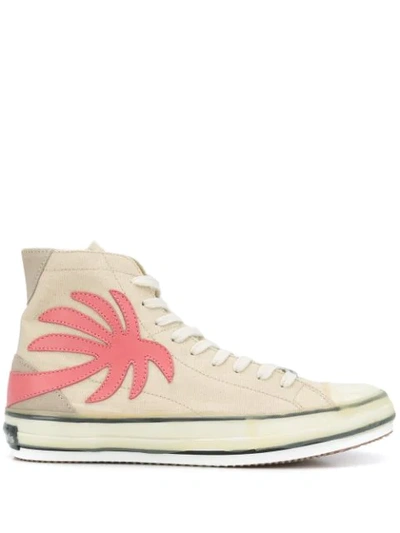 Shop Palm Angels Palm-patch High-top Sneakers In Neutrals