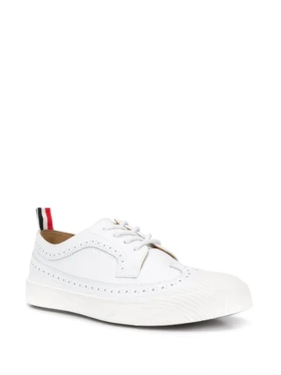 Shop Thom Browne Pebbled Longwing Brogue Sneakers In White