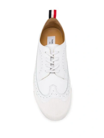 Shop Thom Browne Pebbled Longwing Brogue Sneakers In White