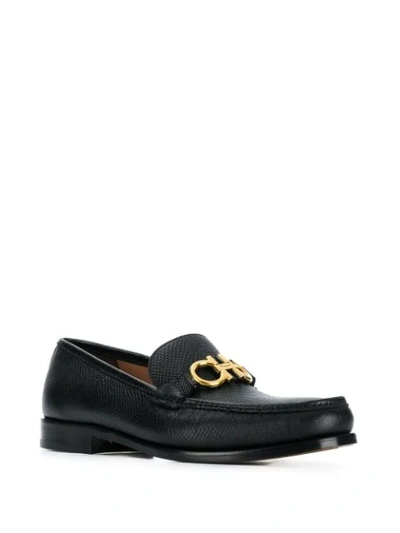 Shop Ferragamo Rolo Leather Loafers In Black