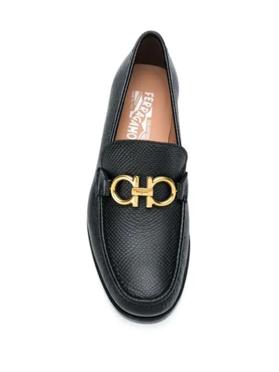 Shop Ferragamo Rolo Leather Loafers In Black