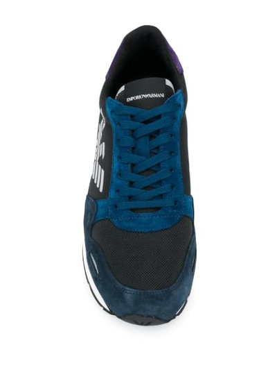 Shop Emporio Armani Low Top Eagle Logo Sneakers In Blue