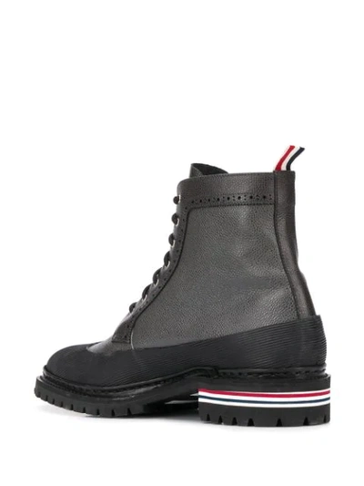 Shop Thom Browne Longwing Vulcanised Pebbled Boots In Grey