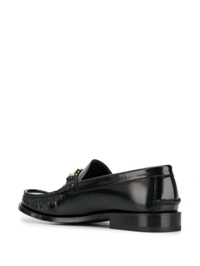 Shop Versace Meander Penny-slot Loafers In Black