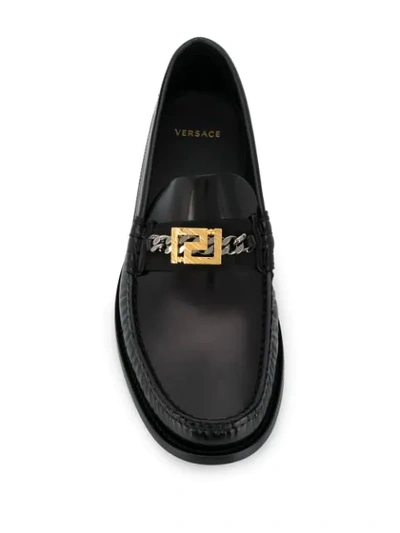 Shop Versace Meander Penny-slot Loafers In Black