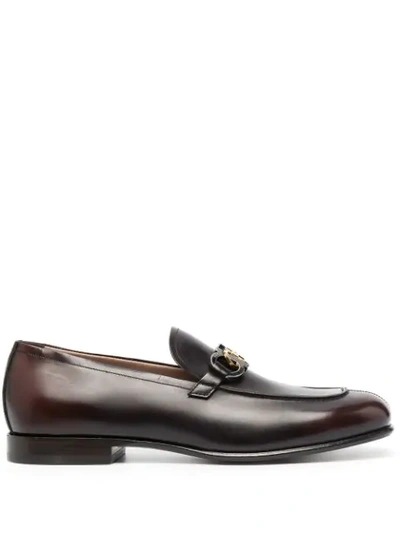 Ferragamo Gancini Square-toe Loafers In Black