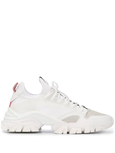 Shop Moncler Logo Patch Lace-up Sneakers In White