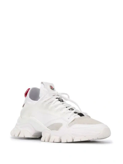 Shop Moncler Logo Patch Lace-up Sneakers In White