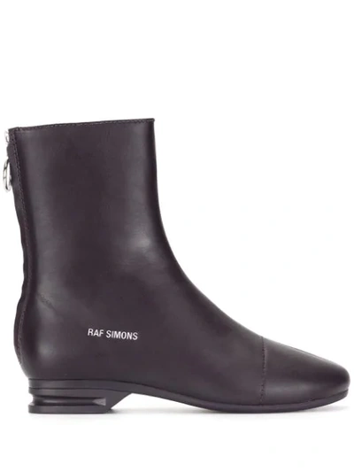 Shop Raf Simons Runner Block Heel Ankle Boots In Purple