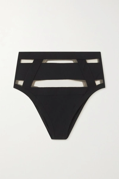 Shop Agent Provocateur Fynlee Mesh-paneled Bikini Briefs In Black