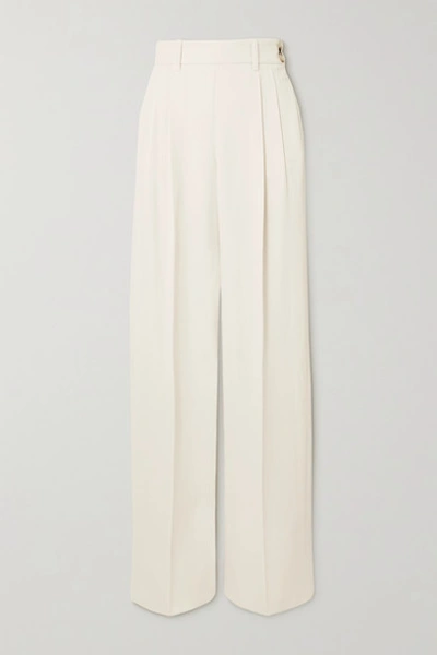 Shop Bouguessa Liezl Pleated Twill Straight-leg Pants In White