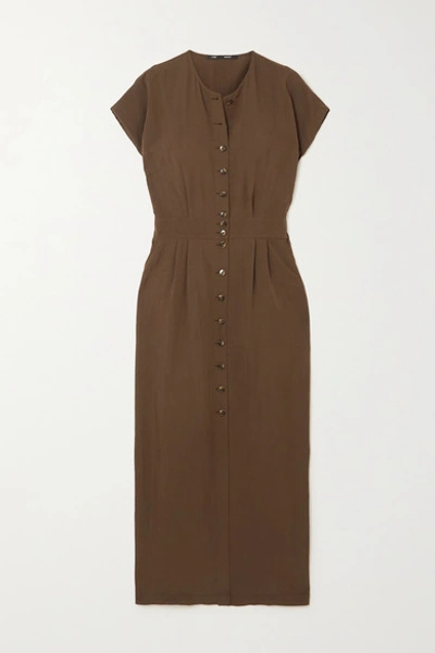 Shop Bouguessa Caroline Modal-blend Twill Maxi Dress In Chocolate