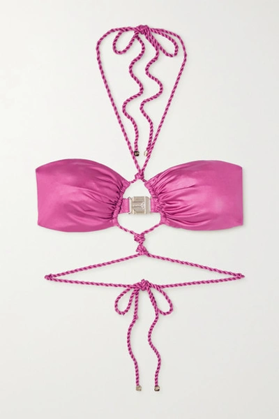 Shop Agent Provocateur Mileey Rope-detailed Cutout Halterneck Bikini Top In Pink