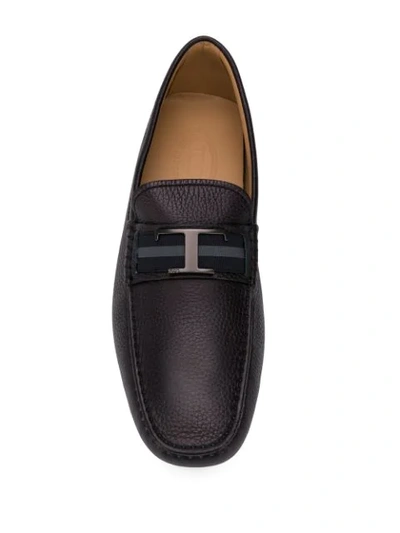 Shop Tod's Logo Plaque Loafers In Blue