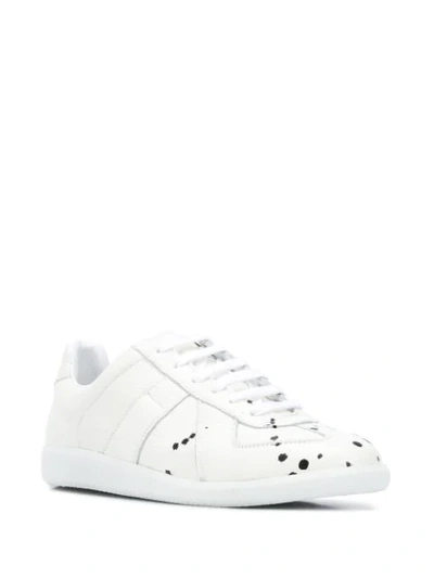 Shop Maison Margiela Paint-splatter Low-top Sneakers In White