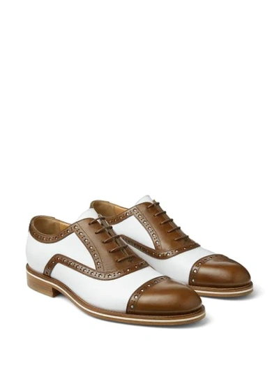 Shop Jimmy Choo Falcon Two-tone Leather Brogues In White