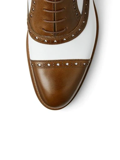 Shop Jimmy Choo Falcon Two-tone Leather Brogues In White